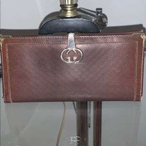 Vintage Gucci Brown Leather  Wallet with GG Print